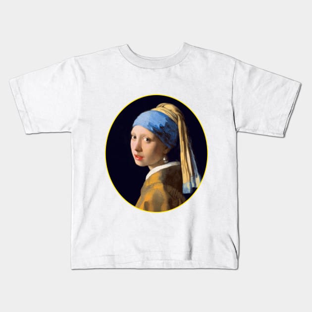 Girl with a Pearl Earring by Johannes Vermeer (1665) Kids T-Shirt by Naves